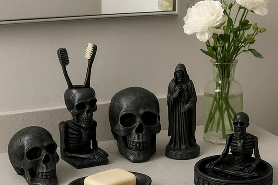 Skull and Skeleton Bathroom Decor illustration