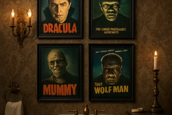 Vintage Horror Movie Poster Prints illustration