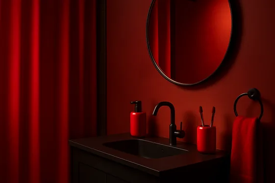 Blood-Red Bathroom Accessories illustration