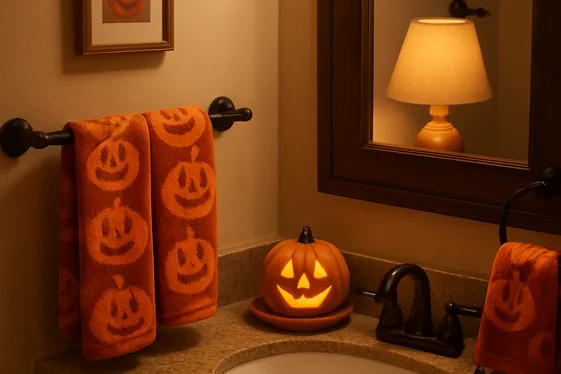 Pumpkin-Themed Towels and Accessories illustration