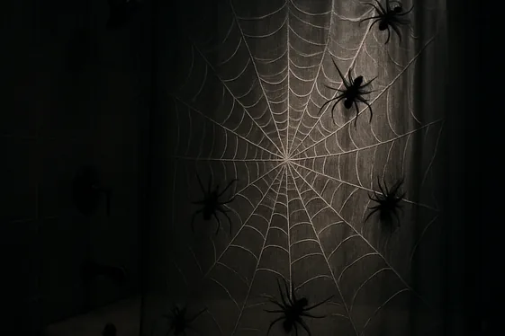 Spider Web Shower Curtains for a Spooky Scene illustration