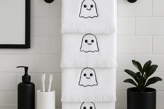 Ghostly Hand Towels with Playful Designs illustration
