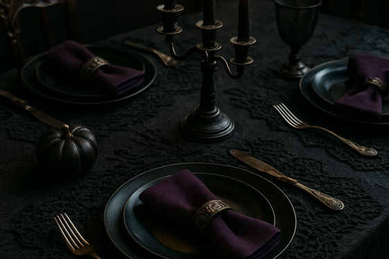 Black Lace and Gothic Tableware illustration
