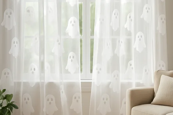 Ghostly Curtains or Sheer Panels illustration