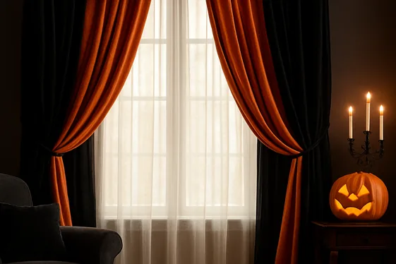 Black and Orange Velvet Drapes for Drama illustration