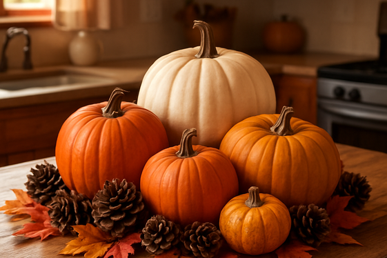 Pumpkin Cluster Centerpiece with Varied Sizes illustration
