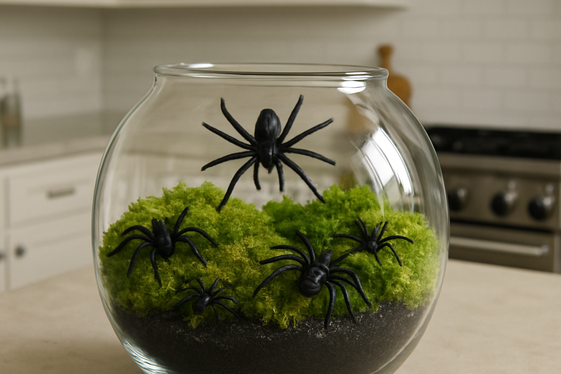 Creepy Crawly Terrarium with Fake Insects illustration