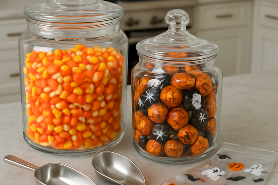 Edible Decor: Candy Corn and Chocolate Displays illustration