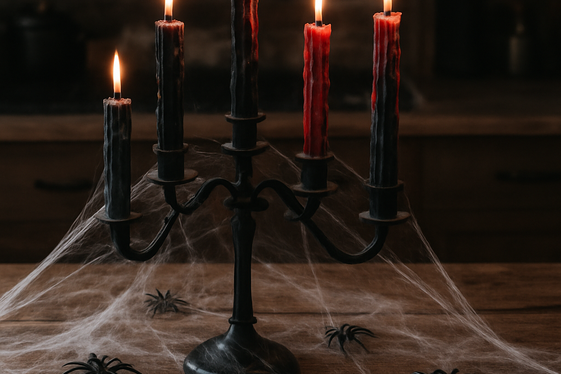 Gothic Candle Arrangement with Drippy Wax illustration