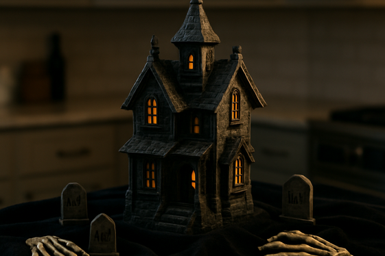 Mini Haunted House Display on the Tray illustration