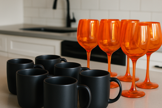 Black and Orange Glassware for Spooky Sips illustration