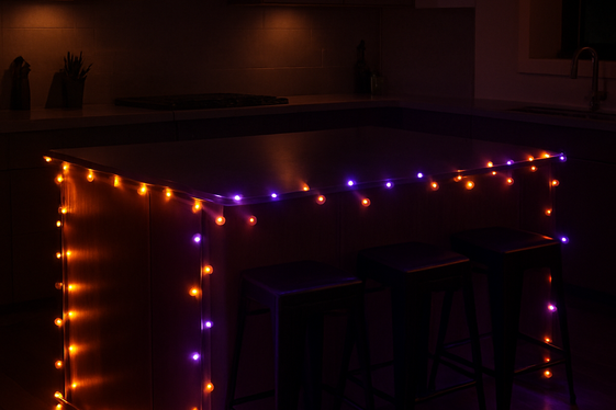 Orange and Purple LED String Lights illustration