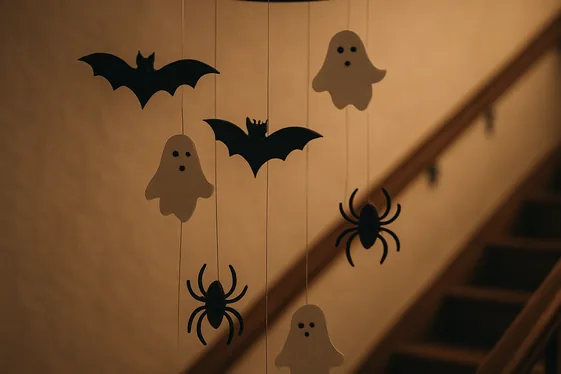 Spider and Bat Mobile Installation illustration