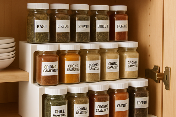 Organize Spices with Tiered Racks illustration