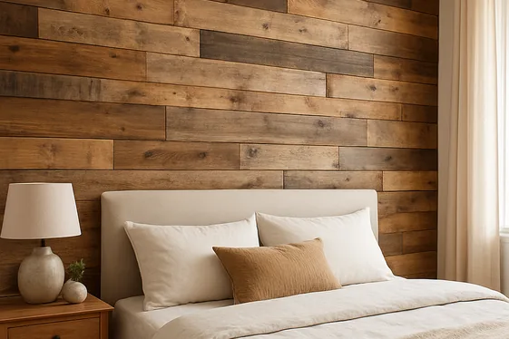 Using reclaimed wood for a rustic accent wall illustration