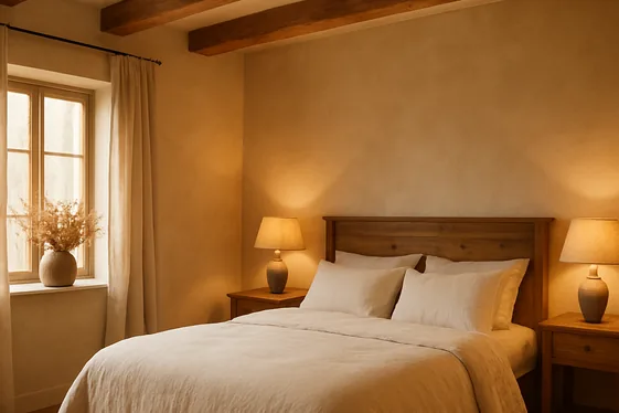 Warm-toned wooden ceiling beams illustration