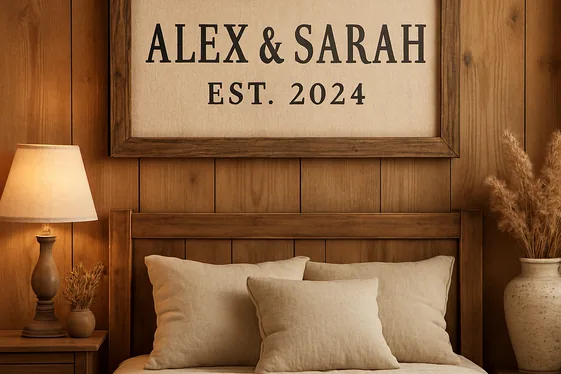 Personalized wall art with rustic frames illustration