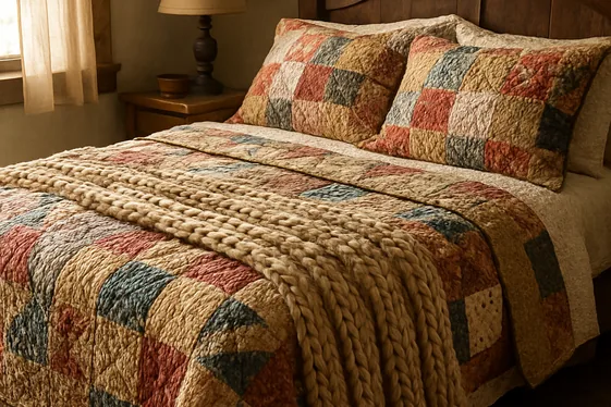 Handmade quilts and cozy throws for warmth illustration
