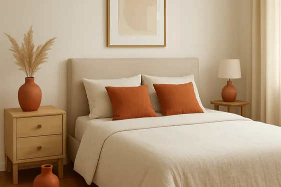 Neutral color palettes with pops of terracotta illustration