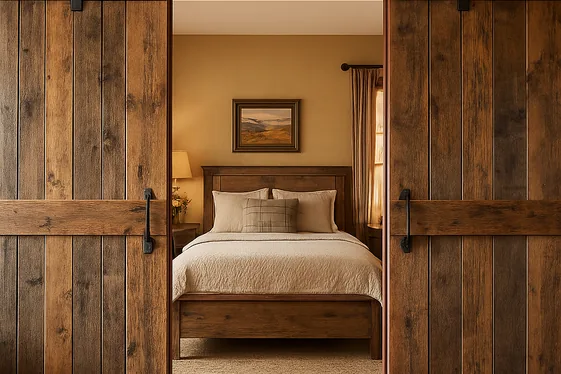 Rustic barn doors as bedroom dividers illustration