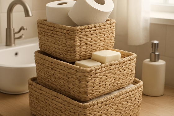 Store Extras in Decorative Baskets illustration