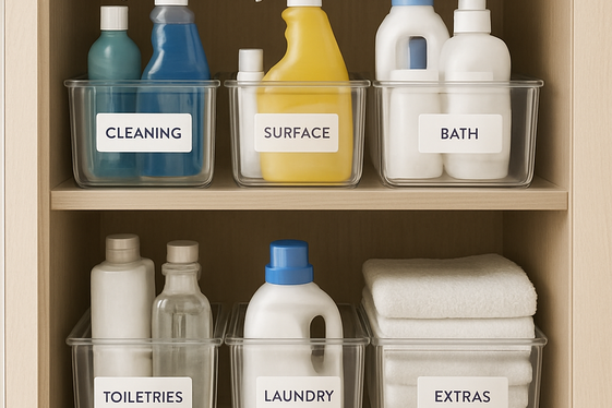 Opt for Stackable Bins Inside Cabinets illustration