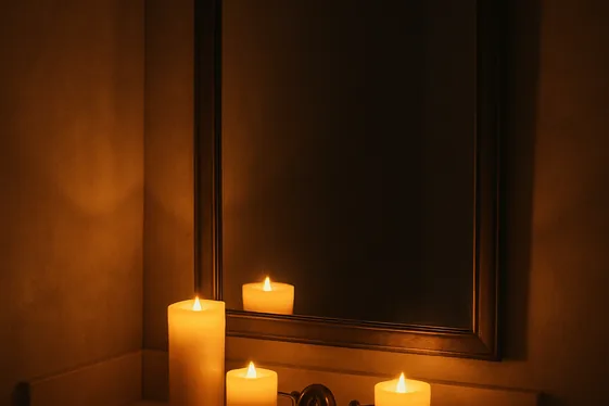 Flickering Candle Lamp Reflections illustration