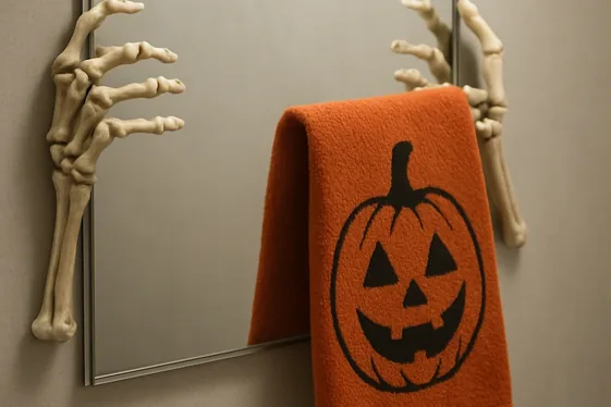 Skeleton Hand Hooks Around the Mirror Edges illustration