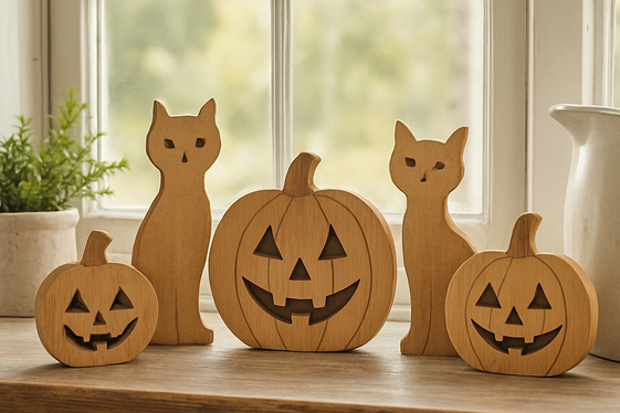 Add Wooden Halloween Cutouts and Silhouettes illustration