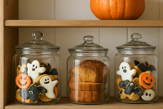 Display Homemade Halloween Treats in Jars illustration