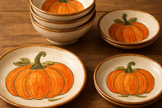 Use Hand-Painted Pumpkin Bowls and Plates illustration