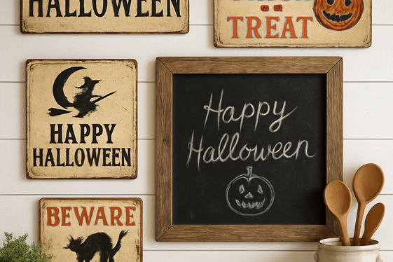 Incorporate Vintage Halloween Signs and Chalkboards illustration