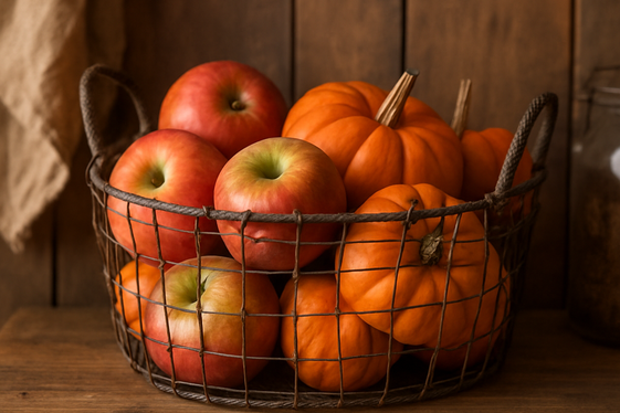 Use Rustic Baskets Filled with Seasonal Produce illustration