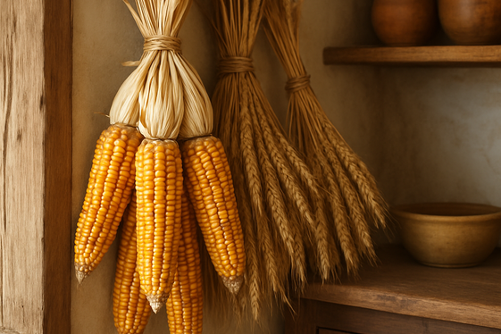 Display Dried Corn and Wheat Bundles illustration