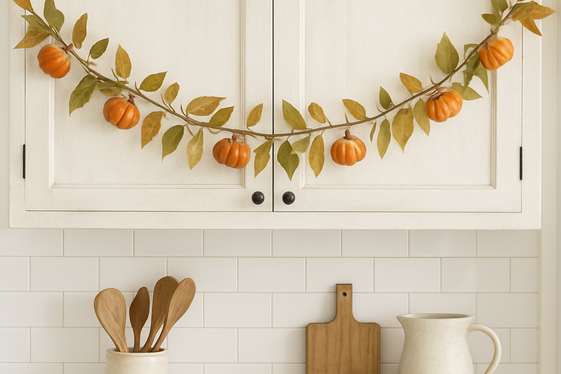 Hang Simple Autumn Garlands on Cabinets illustration
