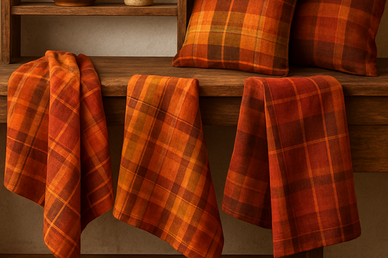 Add Plaid Fabrics with Halloween Colors illustration