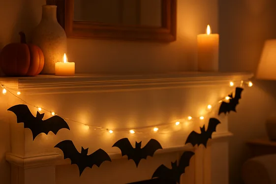 Edgy Bat Garland String Lights illustration
