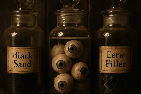 Vintage Apothecary Jars with Halloween Fillers illustration