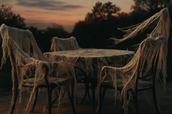 Creepy Cloth Draped Over Outdoor Furniture illustration