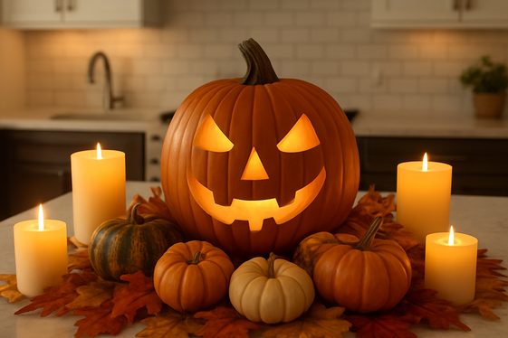 Spooky Pumpkin Centerpiece for Your Kitchen Island illustration