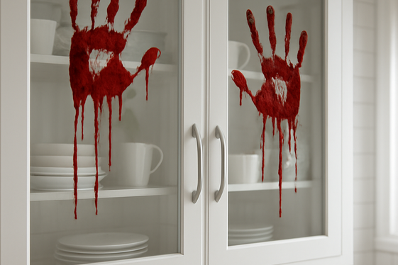Bloody Handprint Window Clings for Cabinets illustration