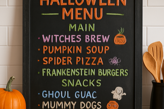Halloween Chalkboard Menu for Family Meals illustration