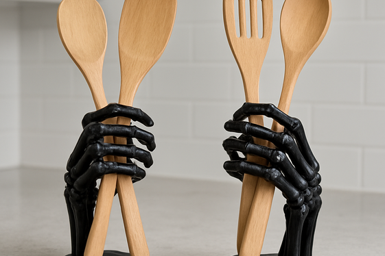 Skeleton Hand Utensil Holders illustration