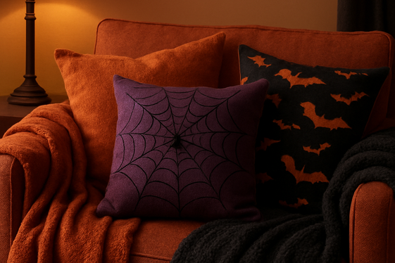 Layered Textiles in Halloween Colors illustration