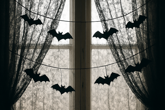 Mysterious Drapes and Window Decorations illustration