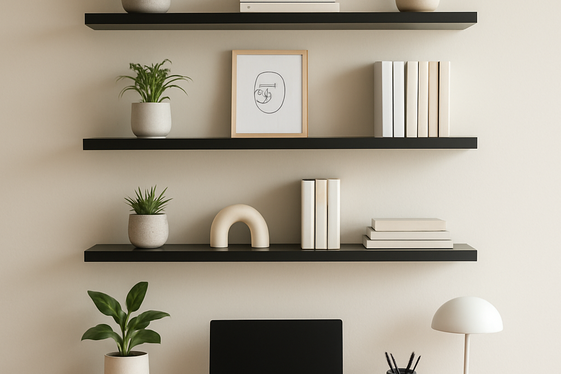 Install Floating Shelves to Declutter Surfaces illustration