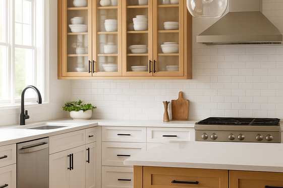 Incorporate Glass Cabinet Doors for Depth illustration