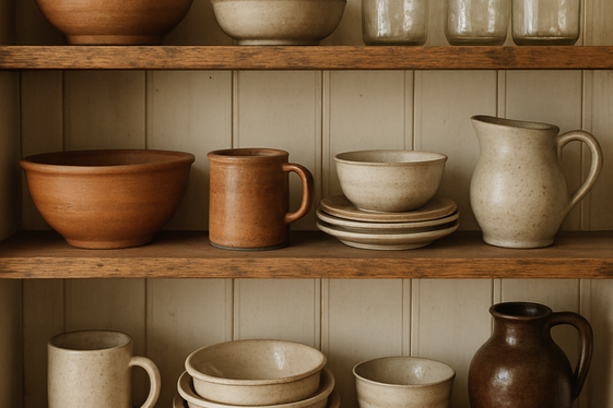 Display Rustic Dishware and Glassware illustration