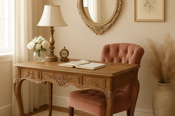 Vintage Furniture Pieces with Feminine Charm illustration