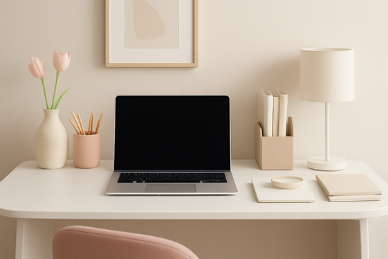 Minimalist Desk Setup with Feminine Details illustration